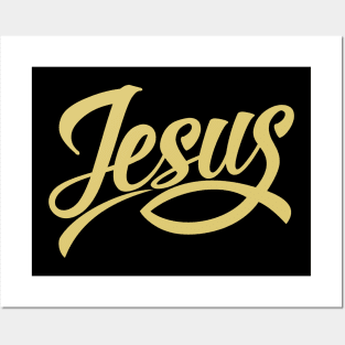 Lettering Jesus with the sign of the fish. Posters and Art